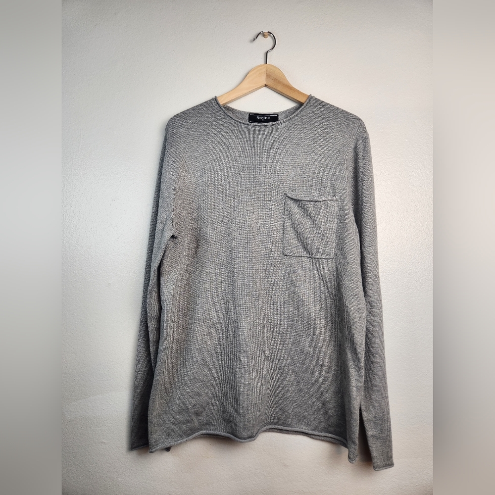 Forever 21 Men's Grey Knit Sweater with Front Pocket